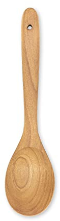 FAAY 12 Big Scoop Spoon, Wide Head, Easy for Cooking and Serving. Handcraft from High Moist Resistance Golden Teak Wood | Durable, Healthy, Ergonomic Handle for Non Stick Cookware