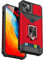 JOMA-E Shop for iPhone 14 Pro Max Case with Screen Protector, Sliding Camera Cover and Card Holder, Ring Kickstand Military Shockproof Full Body Protective Shell for iPhone 14 Pro Max (Red)