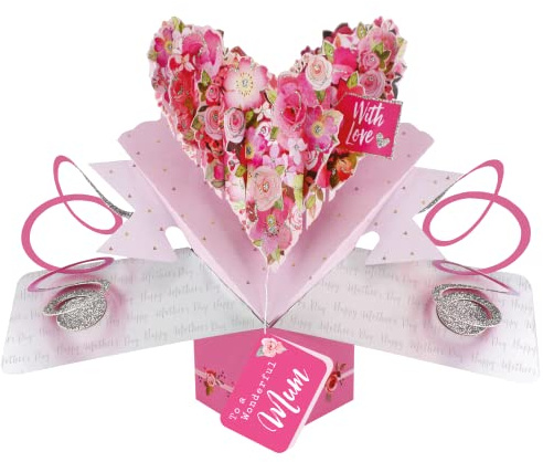To A Wonderful Mum Floral Heart Pop Up Mother's Day Card 3D Greeting Cards POP020M03