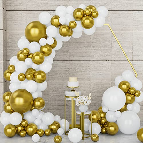 Weiß Gold Luftballons, 154 Teiliges Weiß Gold Helium Latex Ballon Diy Girlanden Set Für Jungen Mädchen Frauen Männer Geburtstag Hochzeit Babyparty Jubiläum Verlobung Geschlecht Soffenbarungs Party