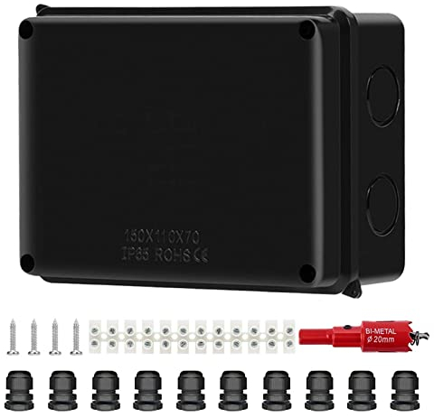 Abzweigdose Verteilerdose Aufputz: IP65 Wasserdicht Aufputz Verteilerdose Außen, 15x11x7cm Abzweigdose Aufputz für Feuchtraum Garten, Externer Elektroanschlusskasten Kabeldurchmesser für Ø6-12 mm