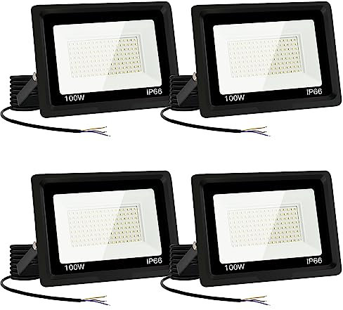 Jefedana 4x100W Projecteur LED,spot led extérieur 10000LM Super Brillant Projecteur LED Exterieur IP66 Etanche Projecteur Exterieur 6000K Blanc Froid Projecteur Led Garage,Jardin,Terrace,Cour Ck-02