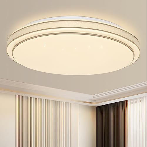 Homefire Deckenlampe LED Deckenleuchte Schlafzimmer - Ø27cm Schlafzimmerlampe Sternenhimmel Modern 12W Küchenlampe Warmweiß Flurlampe Rund Küche Deckenbeleuchtung für Flur Wohnzimmer Kinderzimmer