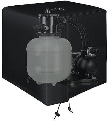 RANRAO Couvercle de Pompe à Filtre de Piscine Hors Sol, Tissu 600D très résistant et imperméable, pour Pompe à Filtre à Sable Transparent INTEX 28635EG C1500, Housses de Protection UV pour filtres
