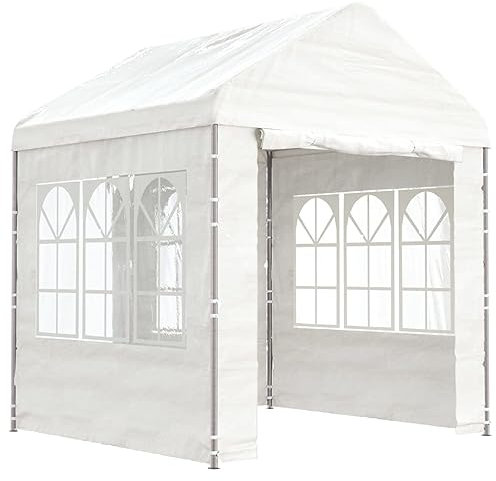 Tidyard Pavillon mit Dach Partyzelt Gartenpavillon Gartenzelt Faltpavillon Bierzelt Vereinszelt Outdoor Weiß 2,28x2,23x2,69 m Polyethylen