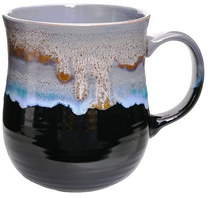 hengshukeji 600ml Large Ceramic Coffee Mug with Handle,Handmade Kiln Change Glaze Tea Cup Novelty Coffee Mug for Coffee, Tea, Milk or Other Liquid (Kiln Transformation Becher A)