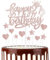 Happy 27th Birthday Cake Toppers, Rose Gold Cake Cupcake Toppers for Cake, Glitter Heart Stars Cake Toppers, Birthday Gift, Personalised Cake Toppers for Women Girls 27th Birthday Cake Decorations