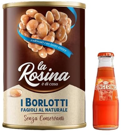 12 x La Rosina Bohnen Borlotti natürlich, Hülsenfrüchte in Dosen 400 g + 1 x Recoaro italienischer Aperitivo 10 cl gratis