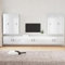 QJBSAVVA 7-TLG TV-Schrank-Set, Tv Highboard Tv Eckschrank Tv Lowboard Tv Table Geeignet für Kleine Räume Den Flur Schlafzimmer Fernseher Hochglanz-Weiß Holzwerkstoff