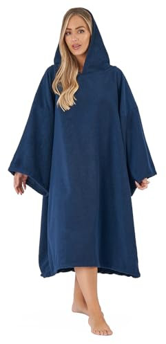 OHS Towel Poncho Adult Hooded Large Bath Swim Surf Beach Absorbent Dry Microfiber Changing Robe for Men Boys Quick Dry, Navy Blue