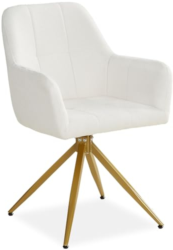 Homestyle4u 2629, Sessel Wohnzimmer Creme Boucle Drehbar Ohrensessel Cord Polsterstuhl mit Armlehne Esszimmer