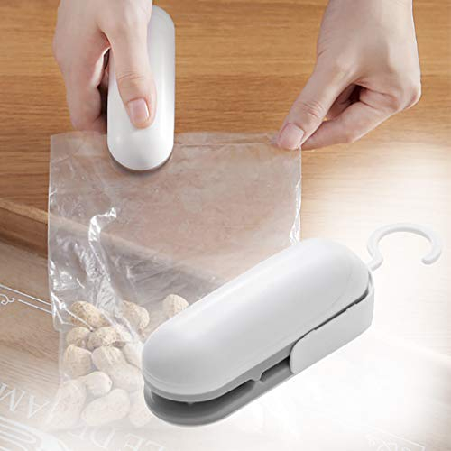 Mini Handheld Heat Vacuum Sealer,Portable Bag Type Sealing Machine with Hook,2 in 1 Handheld Kitchen Heat Sealer,for Snack Bags Plastic Bags Sealing,Compact Kitchen Gadget for Food Storage