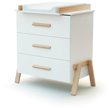 AT4 - Canaille Wickelkommode mit 3 Schubladen | 87 x 66 x 94 cm | Beine aus massivem Holz