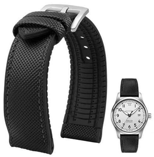 Danxancy FKM Kautschuk Nylon Uhrenarmband 20mm 21mm 22mm 23mm 24mm Fluorkautschuk Wasserdicht Weich Atmungsaktiv Langlebig FKM Kautschuk Uhrenarmband Universal Ersatzband Armband für Männer Frauen