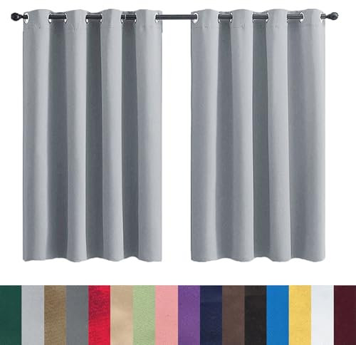 GAIFNAG Gardinen mit Kräuselband 120 x 140 cm Kälteschutz Wämreisolierende, Luftig Leinen Optik Halbfrei Vorhänge für Hochzeit Fenster Wohnzimmer, Grau