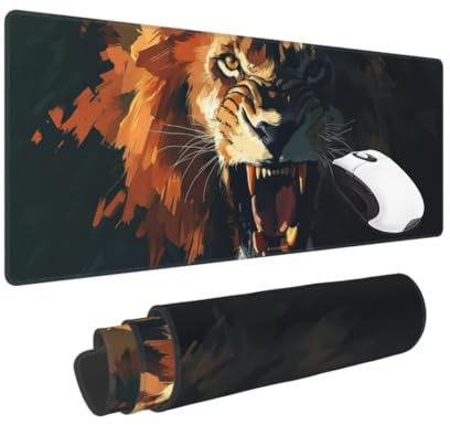 Gaming Mauspad XXL Tiger Großes Mousepad 800 * 400mm rutschfeste Schreibtischunterlage Tier Mouse Pad mit Vernähte Kanten Verbessert Desk Mat Mauspad Groß Geschwindigkeit und Präzision für Gaming