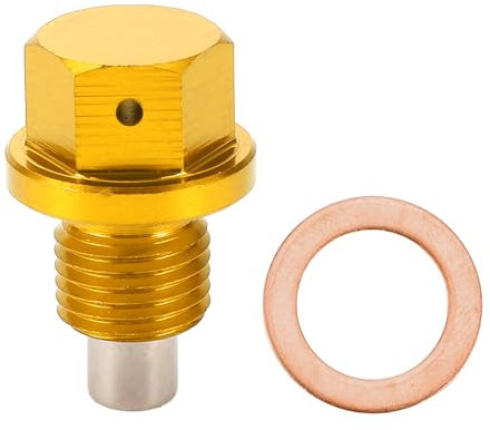 Motoforti Universaler Ölwannenschrauben-Ölablassschrauben-Ölablassmutterbolzen, M12x1.25, Aluminiumlegierung, Goldton, 1 Satz