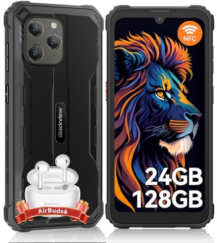 Blackview BV5300 Plus Rugged Smartphone, 24GB RAM/2TB Storage, Android 13, 6580mAh Battery, 6.1 HD+ Display, 13MP Triple Camera, Waterproof, NFC, OTG, Face Unlock - Black