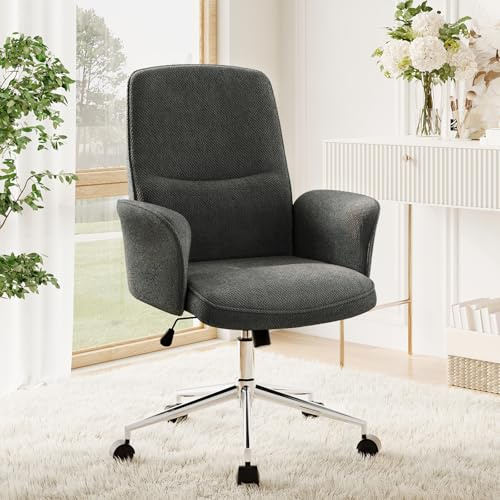 COLAMY High Back Shell-förmigen Bürostuhl, Moderne ergonomische Home Computer Schreibtischstuhl mit Einstellbarer Höhe, Swivel Rolling Lounge Task Chair für Erwachsene Arbeiten/entspannen, Dunkelgrau