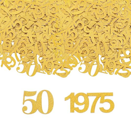 GoldRock Konfetti 50. Geburtstag Deko Groß 3-5cm, 100 Stk Goldene Hochzeit Tischdeko 1975, Mann Frau, Streudeko, 50 Jahre Feier