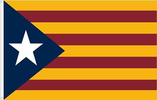 BANDERA CATALUÑA ESTELADA (INDEPENDENTISTA). SENYERA CATALANA ESTELADA (INDEPENDENTISTA). CALIDAD RASO PREMIUM 120. MEDIDA GRANDE 150X90 CM