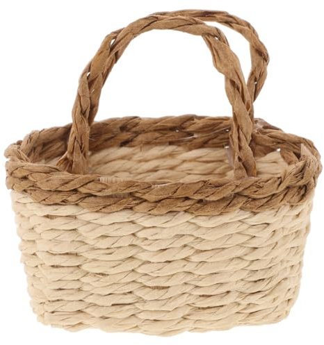 BESTonZON Miniatur Puppenkörbchen Geflochtenes Aufbewahrungsspielzeug Rustikaler Miniatur Korb Für Puppenhaus Zubehör Und Fotorequisiten Leicht Und Vielseitig Für Dekoration Und Miniaturszen