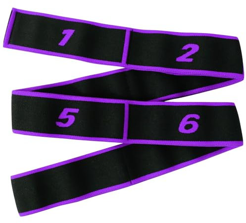 Quelcc Yoga Stretch Gurt, Stretching Band Strap mit 8 Intensitätsstufen, Hochelastischer Gymnastikband mit Schlaufen, Waschbarer, Leicht zu Tragender für Yoga, Latein, Pilates, Tanz, Fitness (Lila)