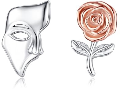 Phantom der Oper Ohrringe Sterlingsilber Phantom der Oper Maske Ohrstecker Schmuck Theatergeschenke für Frauen und Männer