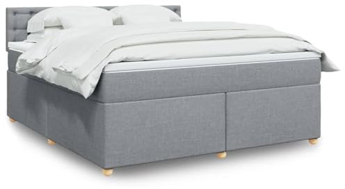 Iiaky Boxspringbett mit Matratze Hellgrau 180x200 cm Bett Boxspringbett Bett Mit Matratze Schlafzimmer MöBel Betten Stoff // 3286773