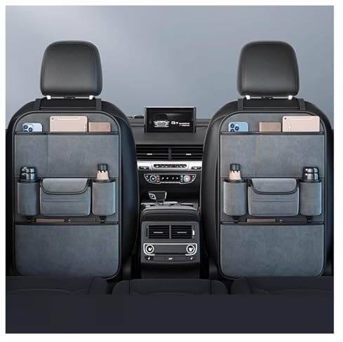 Auto Rücksitz Organizer FüR Porsche Macan 2014-2023 2024 2025, Rückenlehnenschutz Organizer, Rücksitzschoner Kinder mit Tablet Fach, Auto Organizer Kinder Leicht Zu Reinigen(Advanced grey,Two Storage)