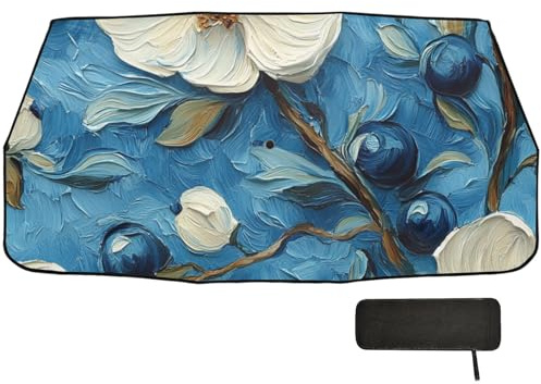 Parapluie pliable avec protection UV pour peinture à l'huile et fleurs blanches pour garder la voiture au frais
