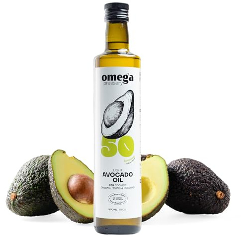 Omega Pressery Avocado Oil for Cooking - 500 ml | Neutral Flavour | High Smoke Point 270°C | 100% Pure Natural Cooking Oil | Ideal for Frying, Roasting, Baking & Air Frying at High Heat