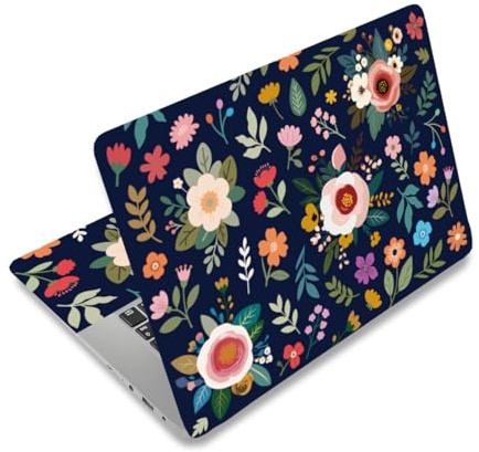 PLIGREAT Boho Laptop Aufkleber Sticker Hautabdeckung Blumencluster Laptop Aufkleber Skins Abziehbilder Passend Für 12 13 13.3 14 15 Laptops Universell Abnehmbar Vinyl Notebook Kunstschutz