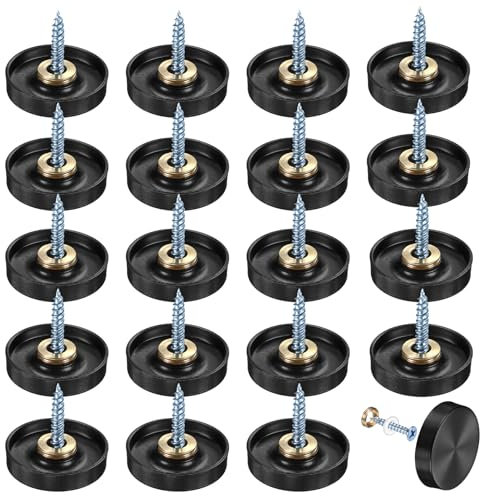 M METERXITY 20-Pack Screw Covers Caps, 1 Dia Stainless Steel Brushed Mirror Decorative Screws Cap Nails Fasteners for Sign Advertising Hardware/Bathroom Upholstery Head Covers [Black]