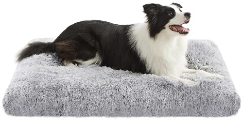 Feandrea Hundebett, Hundekissen, Langer Plüsch, 105 x 68 cm, waschbar | Flauschige Hundematte, weiche Polsterung, multifunktional, Hyazinthengrau, BOBBEE Kollektion PGW206GA01