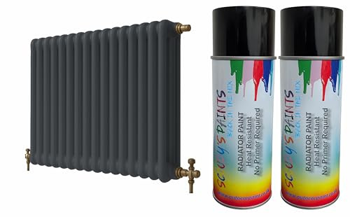 SCOOBYS PAINTS BACK IN THE MIX Radiator Aerosol Spray Paint Heat Resistant To 100ºC - Quick Air Drying No Primer Needed anti rust moisture resistant Metallic and Solid Colours (SLate Anthracite)