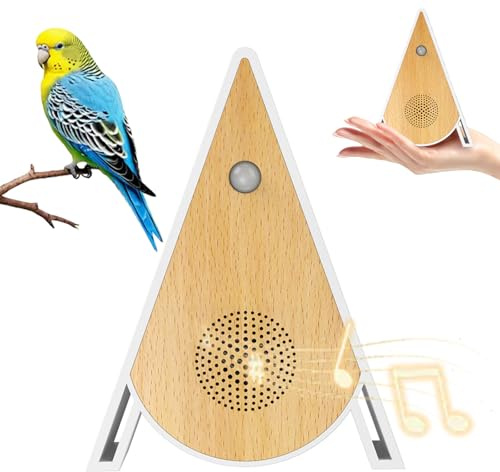 Naturgeräusche Soundbox mit Bewegungsmelder, Vogelstimmen Box mit Wandhalterung, 4 Naturklänge, Timer 15s/30s/90s/3min, ABS Holzoptik, Für Wohnzimmer, Garten und Badezimmer