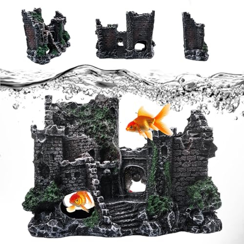 Sporgo Aquarium Deko Castle Groß: Aquarium Ornamente Harz Schloss Dekoration, Burgruinen Aquarium, Polyresin Landschaft Fish Tank Resin Decorate (Castle)