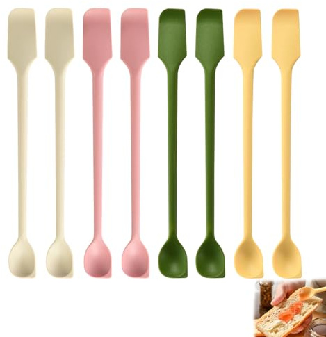 Rusokufo 8 Mini Silicone Spatulas, Double-Ended Flexible Scrapers For Small Containers And Hard-To-Reach Areas, For Kitchen, Jam, Jars, Cosmetics And Lotion