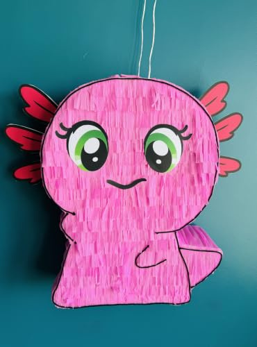 Cute Pink Axolotl Pinata – Handmade Party Decoration – Empty & Ready to Fill