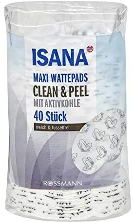 isana wzór peelingpads 40 sztuki z włókniny ze 100% bawełna, 2in1 Clean & Peel