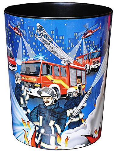 alles-meine.de GmbH Papierkorb/Behälter - Feuerwehr & Feuerwehrmann - aus Kunststoff - Mülleimer/Eimer - Aufbewahrungsbox für Kinder/Büro - Mädchen & Jungen - Abfalleim..