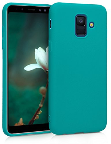 kwmobile Hülle kompatibel mit Samsung Galaxy A6 (2018) Hülle - weiches TPU Silikon Case - Cover geeignet für kabelloses Laden - Petrol matt