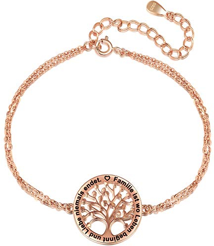 LOVORDS Damen Armband Gravur 925 Sterling Silber Lebensbaum Familie Kreis Geschenk für Mutter Mama Frauen Freundin Oma Tochter