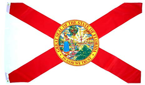 Florida-Flagge, hergestellt aus 100 % Polyester, doppelt genähte Kanten, 2 Messingösen, Sunshine State Flagge, Florida-Flagge, State Flag of Florida, State Flags 3x5