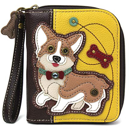 CHALA Geldbörse mit umlaufendem Reißverschluss - Corgi - Senf
