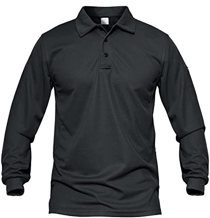 MAGCOMSEN Work Shirts Men Casual Long Sleeve Polo Shirt Mens Sports Breathable Tee Top Cycling Walking Shirts for Men Outdoor, L, Grey