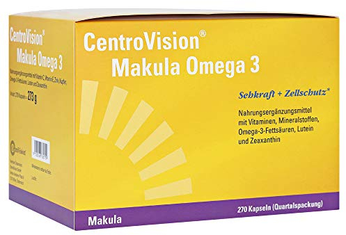 CentroVision Makula Omega 3 - Zur Erhaltung der normalen Sehkraft, Nahrungsergänzungsmittel für die Augen mit hoher DHA EPA Konzentration und essentiellen Nährstoffen, 270 St.