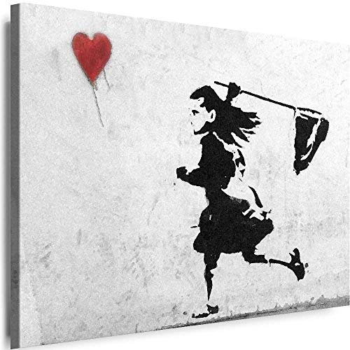Myartstyle - Bilder Banksy Mädchen Graffiti Street Art 80 x 60 cm Leinwandbilder Xxl - 1 Teilige Wandbilder Kunstdrucke w-a-2040-231