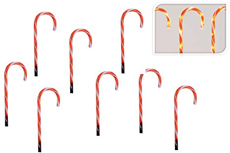 LED Zuckerstange - 8er Set inklusive Timer - Weihnachts Dekoration Außen Garten Deko